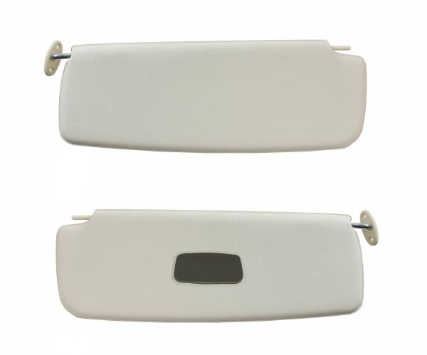 SUNVISORS, WHITE VINYL WITH MIRROR, LEFT & RIGHT, ALL TYPE 3 1961-1974