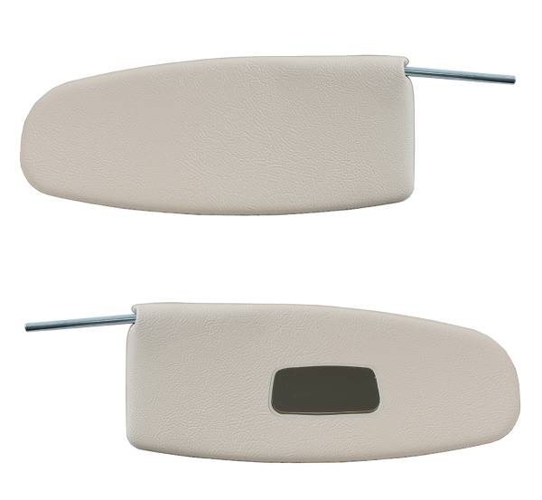 SUNVISORS, WHITE VINYL WITH MIRROR, LEFT & RIGHT, BUG SEDAN 1958-64