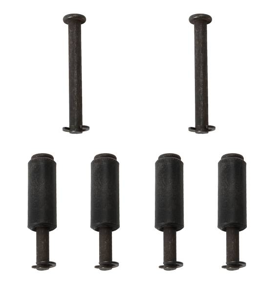 PINS, ROLLERS & CLIPS SET FOR DOOR CHECKROD, GHIA 1956-74 (6 Pins, 6 Clips, 4 Rollers for Both Doors)