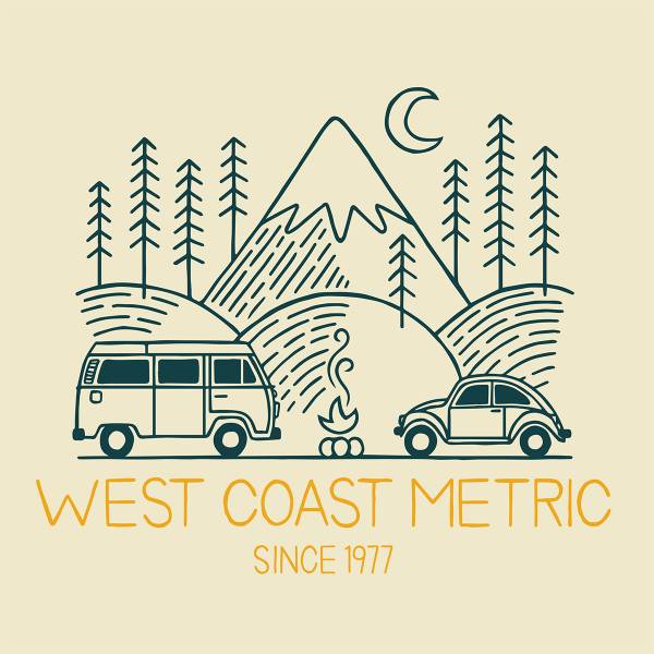 STICKER, "VW CAMPOUT" WEST COAST METRIC 4"