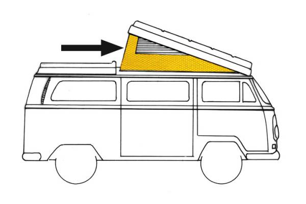 POP TOP, 3 WINDOW YELLOW ACRYLIC, BUS 1968-73 *HANDMADE IN USA*