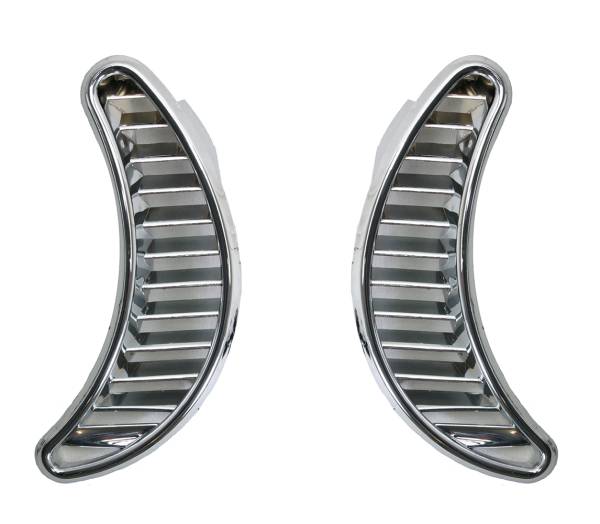 SIDE AIR VENTS COVERS, CHROME PLASTIC LEFT & RIGHT, BUG SEDAN 1971-77