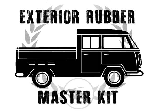 *MASTER KIT* EXTERIOR RUBBER, BUS DOUBLE CAB 1968 (LHD With Cal Look Style Window Seals & Rear Side Vent Wings, see description for complete contents)