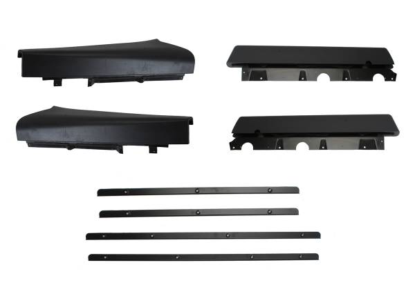 PARTITION PAD KIT, BEHIND FRONT SEATS, 4 PIECE BLACK GRAIN WITH HARDWARE, BUS 1971-76