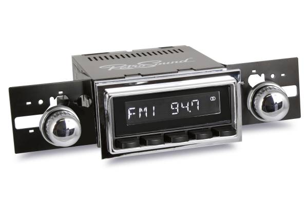RADIO WITH BLUETOOTH, USB, AUX - BLACK BUTTONS & SILVER KNOBS, BUS 1956-67, GHIA 1956-74