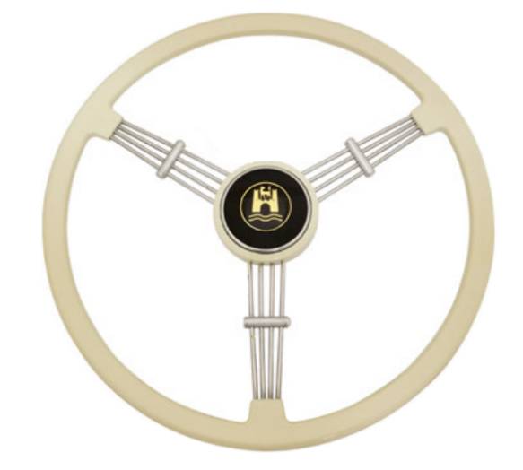 STEERING WHEEL, BANJO STYLE, IVORY WITH HORN BUTTON, BUG / GHIA / TYPE 3 1960-71