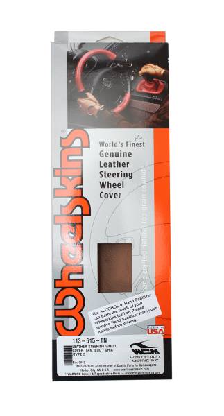 West Coast Metric - LEATHER STEERING WHEEL COVER, TAN, BUG / GHIA /TYPE 3