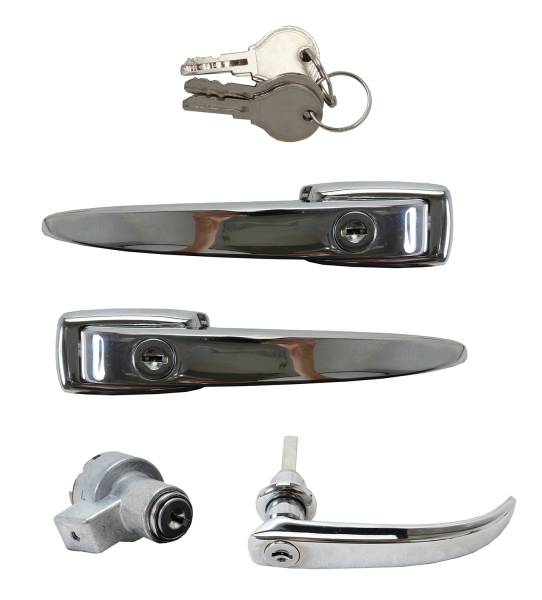 West Coast Metric - LOCK SET, OUTSIDE FRONT DOOR HANDLES, REAR HATCH DOOR & IGNITION, BUS 1964 (1964 thru VIN # 1222025 - Keyed alike with 2 keys)