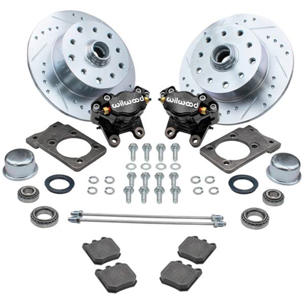 FRONT DISC BRAKE KIT, BLACK WILWOOD HIGH PERFORMANCE CALIPERS, 5x130 & 5x4.75, SUPER BEETLE BUG 1971-79