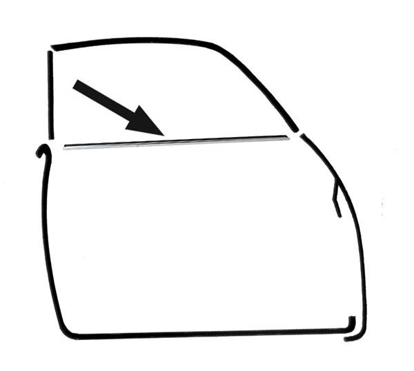 West Coast Metric - SCRAPER, OUTSIDE DOOR LEFT OR RIGHT, RUBBER W/MOLDING, GHIA CONV. 1972-74