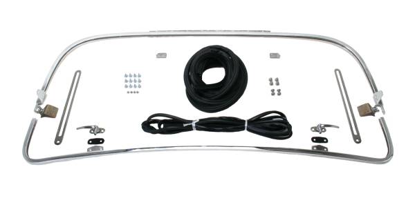 West Coast Metric - SAFARI FRONT WINDOW POP OUT KIT, BUG CONVERTIBLE 1950-64, CHROME FRAME, SLIDERS, LATCHES, SEALS & HARDWARE *MADE IN USA*