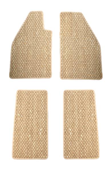 West Coast Metric - COCO MATS, BEIGE & TAN, FRONT & REAR 4 PIECE SET, BUG 1947-57