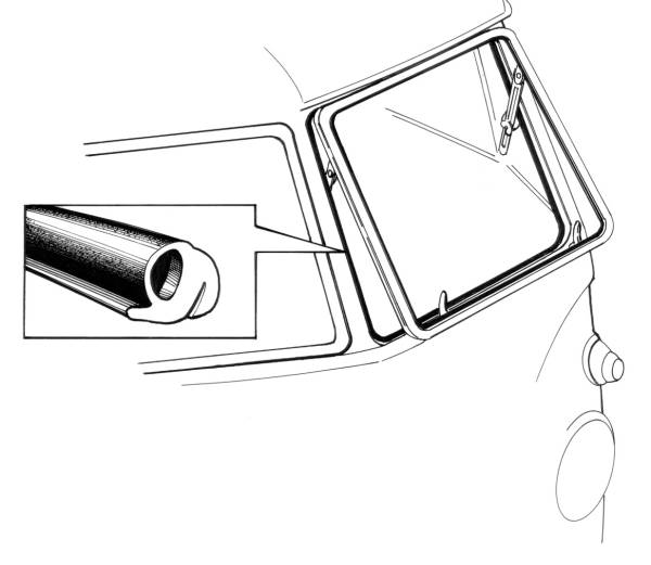 West Coast Metric - FRONT WINDOW SEAL, LEFT SAFARI POPOUT BODY TO FRAME WITH MOLDED CORNERS, BUS 1950-67 *GERMAN*