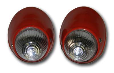 Exterior - Light Lenses, Seals & Parts - TURN INDICATOR ASSEMBLY, BULLET, LEFT & RIGHT PRIMERED COMPLETE WITH CLEAR HELLA LENSES & SEALS, BUG 1956-57