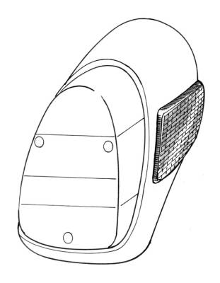 LENS, LEFT SIDE REFLECTOR ON TAIL LIGHT HOUSING WITH SEAL, BUG 1971-72 - Image 2