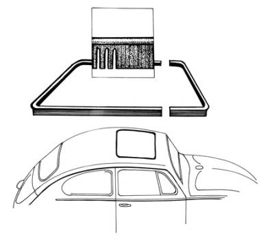 FELT, FRONT & REAR STEEL SUNROOF *GERMAN * STD BUG 1964-77, SUPER BEETLE 1971-72 - Image 2