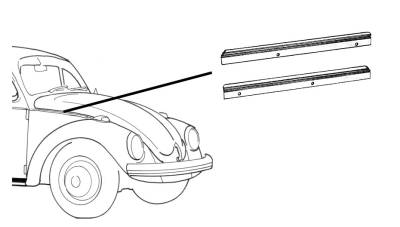 MOLDING, FRONT TRIM PLATES, LEFT & RIGHT *GERMAN* BUG SUPER BEETLE 1971-79 - Image 2