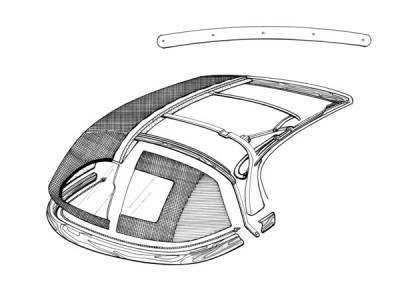 West Coast Metric - COVER, HEADER BOW, WHITE GHIA CONV. 69 1/2-74 (1969 from VIN 149431008) *MADE IN USA BY WCM* - Image 2