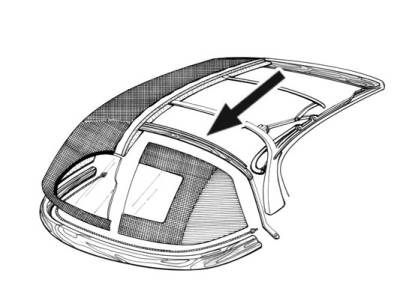 BOW, ABOVE REAR WINDOW, GHIA CONV. 1958-69 1/2 *MADE IN USA BY WCM* - Image 2