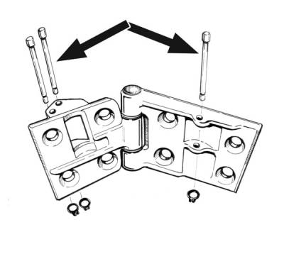 PINS, ROLLERS & CLIPS SET FOR DOOR CHECKROD, GHIA 1956-74 (6 Pins, 6 Clips, 4 Rollers for Both Doors) - Image 2