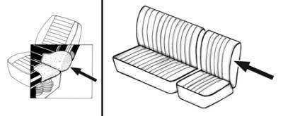 SEAT FOAM, DRIVER OR PASSENGER BACKREST, BUS 62-67, ALSO FITS 1/3 BENCH BACKREST, BUS 62-76