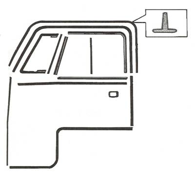 SEALS, TOP DOOR FRAME TO BODY, LEFT AND RIGHT, BUS 1952-67 *MADE IN USA BY WCM*