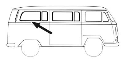 SEAL, REAR SIDE WINDOW WITH VENT WING, LEFT OR RIGHT, AMERICAN STYLE, BUS 1968-79 *MADE IN USA BY WCM* (Vent Seal # 221-673A-L Sold Separately) - Image 1