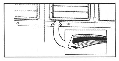 SEALS, LOUVERED WINDOW, OUTER FRAME & LOWER FLAP, 2 PIECES, BUS 1950-67 *MADE IN USA BY WCM* (Anti-Rattle Pads # 231-419)