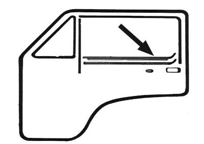 WINDOW SCRAPER, OUTSIDE LEFT *GERMAN* VANAGON 1980-91 (For models using outer door window chrome. Metal not included) - Image 2