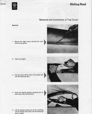 SLIDING SUNROOF INSTRUCTION SHEET, 8PG. BUS 1951-67