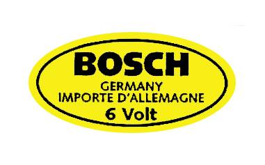 STICKER, BOSCH COIL, 6 VOLT, BLACK INK ON YELLOW