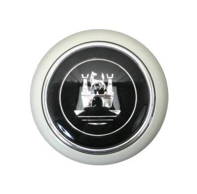 HORN BUTTON, SILVER BEIGE WITH CREST, BUS 1955-67, BUG 1956-59