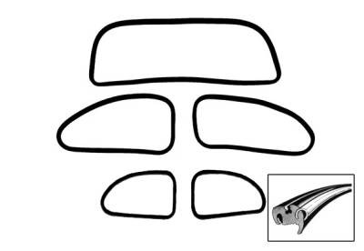 WINDOW SEAL SET, AMERICAN STYLE, SET OF 4, BUG SPLIT WINDOW SEDAN 1952-53 *MADE IN USA BY WCM* (aluminum sold separately)