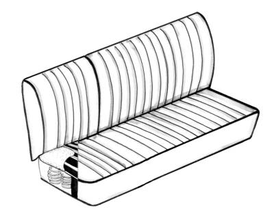 SEAT FOAM BOTTOM, MIDDLE FOLD DOWN BENCH, BUS 1950-79