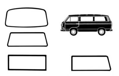 WINDOW SEAL KIT, SET OF 6 WITH MOLDING GROOVE, SIDE / FRONT / REAR *GERMAN* VANAGON 1980-84 - Image 1