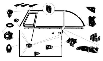 *MASTER KIT* EXTERIOR RUBBER, BUG CONVERTIBLE 1973 (With American Style window seals, see description for complete contents) - Image 4