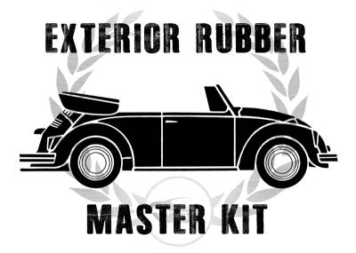 *MASTER KIT* EXTERIOR RUBBER, BUG CONVERTIBLE 1975-75 1/2 (Up to VIN 1552012217 with American Style window seals, see description for complete contents) - Image 1