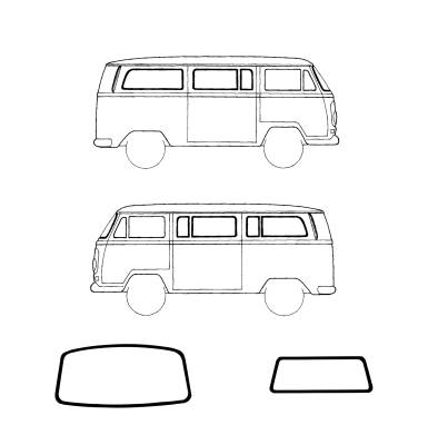 WINDOW SEAL KIT, 9 PIECES CAL LOOK STYLE, BUS 1968-79 (Includes: Front, Rear, 3 Sides with Vent Wing Seals, 1 Solid Rear Side) *MADE IN USA BY WCM* - Image 1