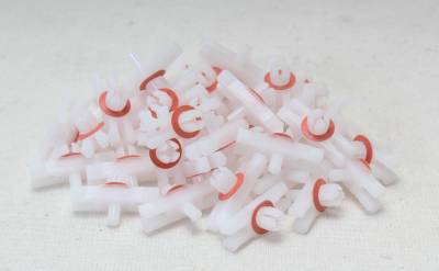 BODY MOLDING CLIPS, WHITE WITH RED SEAL, SET OF 42 *GERMAN* BUG 1967-79, TYPE 3 1967-74 - Image 2