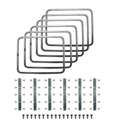 SIDE POPOUT WINDOW KIT, SET OF 6, RAW METAL FRAMES, GLASS, SEALS, HINGES & HARDWARE, BUS 1950-67 (Latches sold separately, see description for contents) - Image 1