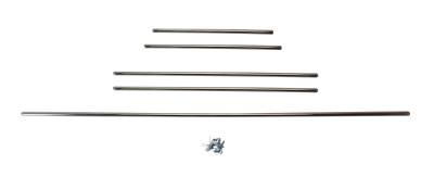Interior - Door & Quarter Panels/Accessories - DOOR MOLDING, INTERIOR STAINLESS 5 PIECE SET WITH CLIPS, BUG SEDAN 1966 (This set is for cars with 1 armrest, if you have 2 use Part # 151-311)