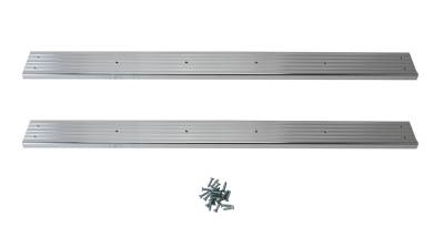 DOOR SILL PLATES, ALUMINUM LEFT & RIGHT WITH SCREWS, ALL GHIAS 1956-65