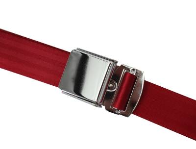 SEAT BELT, RED 3 POINT NON RETRACTABLE WITH HARDWARE *MADE IN USA* - Image 2