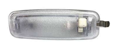 INTERIOR DOME LIGHT LENS WITH WHITE KNOB, BUG SEDAN 1952-77, TYPE 3 1961-73 (10W Bulb Separate Part # N-177-232)