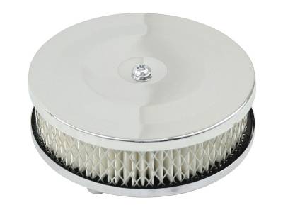 AIR CLEANER WITH PAPER FILTER, LOW PROFILE / HIGH FLOW FOR STOCK CARB,  2.5" TALL X 5.5" WIDE (Replacement Filter Part # 111-044)