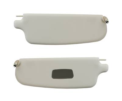 SUNVISORS, WHITE VINYL WITH MIRROR, LEFT & RIGHT, GHIA SEDAN & CONV. 1965-74