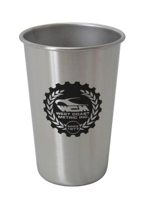 PINT CUP, 16 Oz STAINLESS STEEL WITH WCM BLACK PRINT LOGO *MADE IN USA* - Image 1