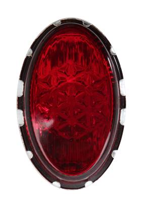 LENS, TAIL LIGHT & REFLECTOR, RED GLASS " SNOWFLAKE " BUG 1956-61