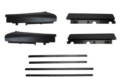 PARTITION PAD KIT, BEHIND FRONT SEATS, 4 PIECE BLACK GRAIN WITH HARDWARE, BUS 1971-76 - Image 1