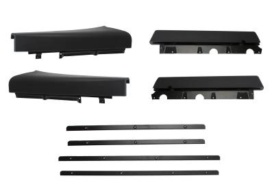 PARTITION PAD KIT, BEHIND FRONT SEATS, 4 PIECE BLACK GRAIN WITH HARDWARE, BUS 1968-1970